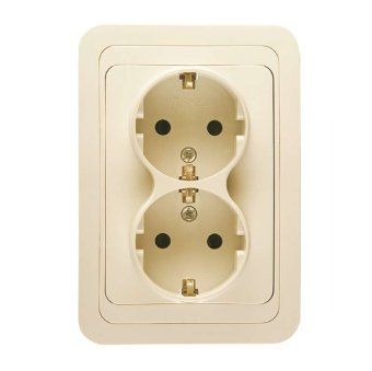 розетка 2-м сп mimoza 16а ip20 с заземл. крем./крем. makel 25082 от магазина Штепсель и батарейка.