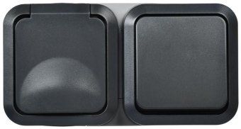 блок оп розетка + выключ. горизонт. tors 16а ip55 ts142 графит iek ts-g10-6-55-v-k53 от магазина Штепсель и батарейка.
