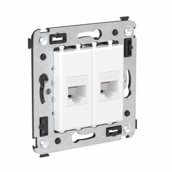 розетка компьютерная 2-м сп avanti "белое облако" rj45 кат.6 без шторок механизм dkc 4400694 от магазина Штепсель и батарейка. - фото_2