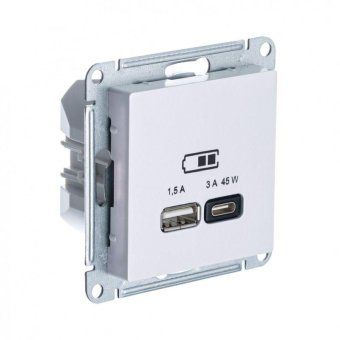 розетка usb atlasdesign тип a+c 45вт qc pd высокоскор. зу механизм жемчуж. se atn000429 от магазина Штепсель и батарейка.