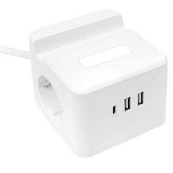удлинитель "куб" 2х1.3м usb + 2type c с быстрой зарядкой подставкой под телефон и ночником 1кв.мм ekf uba-cub-2-fc от магазина Штепсель и батарейка. - фото_6