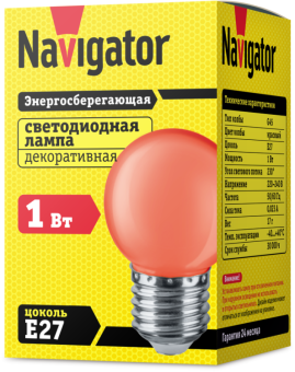 лампа светодиодная 71 827 nll-g45-1-230-r-e27 1вт шар e27 176-264в красн. navigator 71827 от магазина Штепсель и батарейка. - фото_2