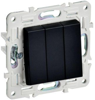 выключатель 3-кл. skandy 10а sk-v11bl черн. iek sk-v30-0-10-k02 от магазина Штепсель и батарейка.