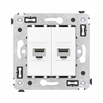 розетка компьютерная 2-м сп avanti "белое облако" rj45 кат.6 без шторок механизм dkc 4400694 от магазина Штепсель и батарейка.