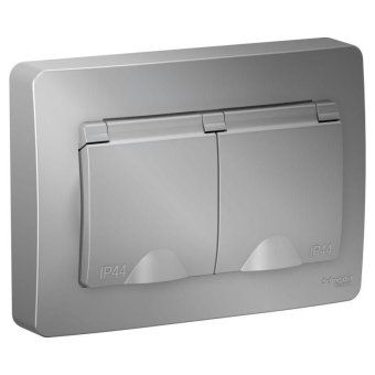 розетка 2-м сп blanca 16а ip44 250в с заземл. защ. шторки с крышкой алюм. se blnrs441123 от магазина Штепсель и батарейка.