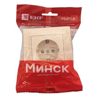 розетка 1-м сп минск 16а ip20 с заземл. защ. шторки беж. ekf err16-028-200 от магазина Штепсель и батарейка. - фото_4