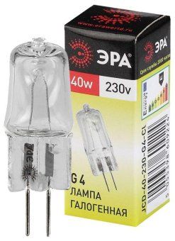 лампа галогенная g4-jcd-40w-230v-cl 40вт g4 230в эра c0039280 от магазина Штепсель и батарейка.