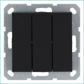 выключатель 3-кл. 10а ip20 механизм черн. матовый soft touch jasmart g3031pb от магазина Штепсель и батарейка.