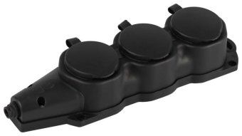 колодка эра kx-3e-b-ip44 каучуковая с заземлением 3 розетки 16a ip44 черн. эра б0068453 от магазина Штепсель и батарейка.
