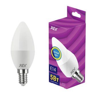 лампа светодиодная c37 5вт свеча 2700к тепл. бел. e14 420лм 180-240в rev 32271 9 от магазина Штепсель и батарейка.