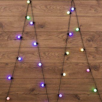 гирлянда светодиодная "шарики" 5м d30мм 25led rgb 6вт 220-240в ip20 провод пвх темн. зел. neon-night 303-569 от магазина Штепсель и батарейка.