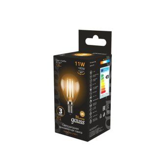 лампа светодиодная филаментная black filament 11вт p45 шар 2700к тепл. бел. e14 810лм gauss 105801111 от магазина Штепсель и батарейка. - фото_4
