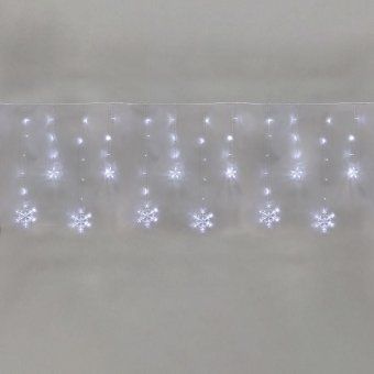 гирлянда светодиодная "бахрома" со снежинками 2.4х0.9м 150led бел. 7.5вт 230в ip20 с контроллером 8 режимов neon-night 255-075 от магазина Штепсель и батарейка. - фото_3
