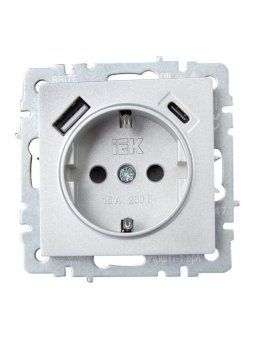 розетка brite рюш11-1-бра 16а с usb a+c 18вт с заземл. защ. шторки механизм алюм. iek br-r14-16-u22-018-k47 от магазина Штепсель и батарейка. - фото_2
