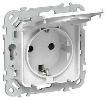 розетка сп flite рсшкр11-1-44-флб 16а ip44 с заземл. с защ. шторками и крышкой безвинтовое крепление механизм бел. iek fi-r16-16-1-44-k01 от магазина Штепсель и батарейка.