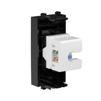 розетка компьютерная 1мод. avanti "черный квадрат" rj45 кат.5e без шторок модульная механизм dkc 4402661 от магазина Штепсель и батарейка. - фото_3