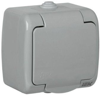 розетка 1-м оп aquatic рсш12-2-а 16а ip54 с заземл. с крышкой сер. iek era12-k03-16-54 от магазина Штепсель и батарейка.