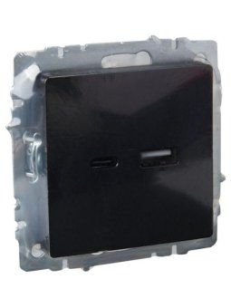 розетка brite usb a+c 18вт рю11-1-брч механизм черн. iek br-u22-018-k02 от магазина Штепсель и батарейка. - фото_6