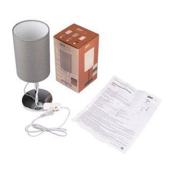 светильник настольный jh3-01-gy e14 ip20 110х110х310мм метал.; ткань; pvc-пластик сер. jazzway 5062368 от магазина Штепсель и батарейка. - фото_6