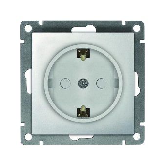 розетка 1-м сп афина 16а ip20 с заземл. защ. шторки механизм серебр. universal a0049-s от магазина Штепсель и батарейка.