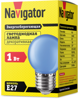 лампа светодиодная 71 829 nll-g45-1-230-b-e27 1вт шар e27 176-264в син. navigator 71829 от магазина Штепсель и батарейка. - фото_2