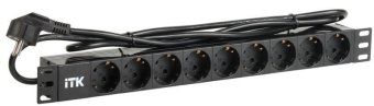 блок розеток 9 мест pdu (немец. станд.) din49440 пвх профиль 1u шнур 2м; вилка din 49441 (немец. станд.); черн. itk ph22-9d1-p от магазина Штепсель и батарейка.