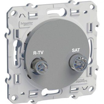 розетка телевизионная оконечная tv/r/sat сп odace механизм алюм. sche s53r455 от магазина Штепсель и батарейка.