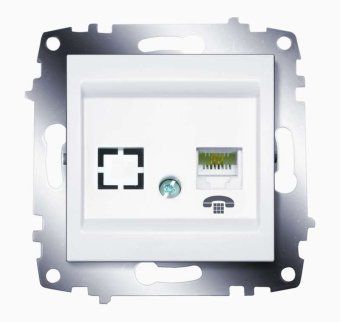 розетка телефонная 1-м cosmo rj11 + гнездо механизм бел. abb 619-010200-221 от магазина Штепсель и батарейка.