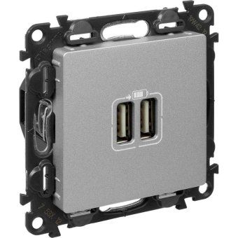 устройство зарядное valena life с 2-мя usb-разъемами 240в/5в 1500ма с лиц. панелью алюм. leg 753612 от магазина Штепсель и батарейка. - фото_4