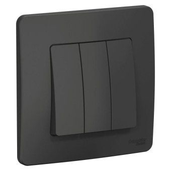 выключатель 3-кл. сп blanca 10а ip20 (сх. 1+1+1) 250в антрацит se blnvs100506 от магазина Штепсель и батарейка.