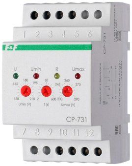 реле напряжения cp-731 (трехфазный; микропроцессорный; контроль верхнего и нижнего значений напряжения; контроль асимметрии; чередования фаз; монтаж на din-рейке 35мм 3х400/230+n 2х8а 1z 1r ip20) f&f ea04.009.005 от магазина Штепсель и батарейка. - фото_2