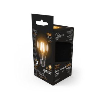 лампа светодиодная филаментная black filament 10вт a60 грушевидная 2700к тепл. бел. e27 930лм gauss 102802110 от магазина Штепсель и батарейка. - фото_6