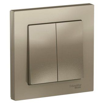 выключатель 2-кл. сп atlasdesign 10а ip20 (сх. 5) 10ax в сборе шампань se atn000552 от магазина Штепсель и батарейка.