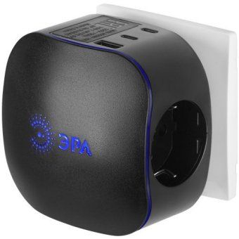 разветвитель 3-м sp-3e-3usbac-b + 3 usb a+c с заземл. со шторками 16а чер. эра б0069082 от магазина Штепсель и батарейка. - фото_6