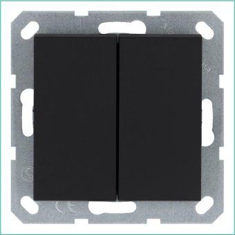 переключатель проходной 2-кл. 10а ip20 механизм черн. матов. soft touch jasmart g3022pb от магазина Штепсель и батарейка.