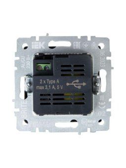 розетка brite usb a+a 3.1а рю10-1-брч механизм черн. iek br-u21-d31-k02 от магазина Штепсель и батарейка. - фото_4