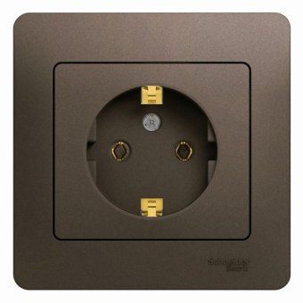 розетка 1-м сп 1мод. glossa 16а ip20 с заземл. в сборе шоколад se gsl000842 от магазина Штепсель и батарейка. - фото_2