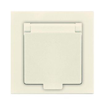 розетка 1-м сп афина 16а ip20 с заземл. с крышкой в сборе сл. кость (ivory) universal a0029-i от магазина Штепсель и батарейка.