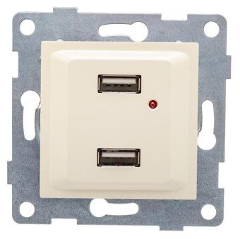 розетка usb 2-м сп ugra механизм беж. gusi с11usb2-003 от магазина Штепсель и батарейка.