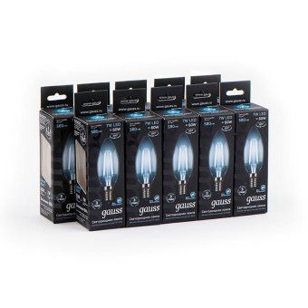 лампа светодиодная филаментная black filament 7вт свеча 4100к нейтр. бел. e14 580лм gauss 103801207 от магазина Штепсель и батарейка. - фото_3