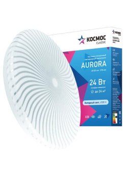 светильник светодиодный classic aurora 24вт 230в 6500к 1560лм 322х55мм настенно-потолочный космос kcauro24w_6500 от магазина Штепсель и батарейка. - фото_2
