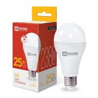 лампа светодиодная led-a65-vc 25вт грушевидная 3000к тепл. бел. e27 2380лм 230в in home 4690612024066 от магазина Штепсель и батарейка.