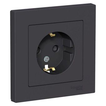 розетка 1-м сп atlasdesign 16а ip20 с заземл. защ. шторки в сборе карбон se atn001044 от магазина Штепсель и батарейка.