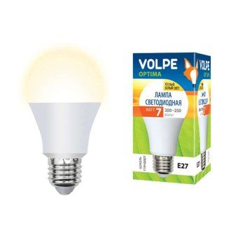 лампа светодиодная led-a60-7w/ww 7вт грушевидная 3000к тепл. бел. e27 600лм 200-250в volpe ul-00001064 от магазина Штепсель и батарейка.