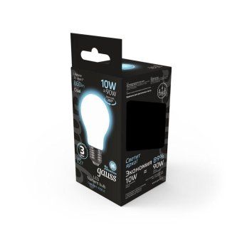 лампа светодиодная филаментная black filament 10вт a60 грушевидная матовая 4100к нейтр. бел. e27 860лм gauss 102202210 от магазина Штепсель и батарейка. - фото_3