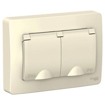 розетка 2-м сп blanca 16а ip44 250в с заземл. защ. шторки с крышкой молоч. se blnrs441122 от магазина Штепсель и батарейка.