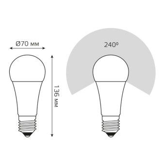 лампа светодиодная elementary 25вт a70 грушевидная 4100к нейтр. бел. e27 2100лм gauss 73225 от магазина Штепсель и батарейка. - фото_4