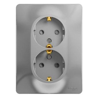 розетка 2-м сп glossa 16а ip20 с заземл. защ. шторки в сборе алюм. se gsl000326 от магазина Штепсель и батарейка.