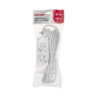 удлинитель 2х3м с заземл. standard 3х1кв.мм бел. rexant 13-4004 от магазина Штепсель и батарейка. - фото_4