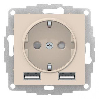 розетка 1-м сп atlasdesign 16а ip20 с 2-мя заряд. устройствами usb тип a+a 5в/2.4а 2х5в/1.2а механизм беж. se atn000230 от магазина Штепсель и батарейка. - фото_3